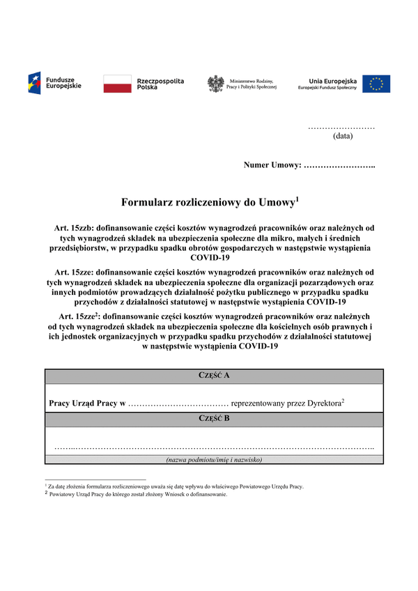 PSZ-FR (archiwalny) Formularz rozliczeniowy do umowy (Covid-19 koronawirus)