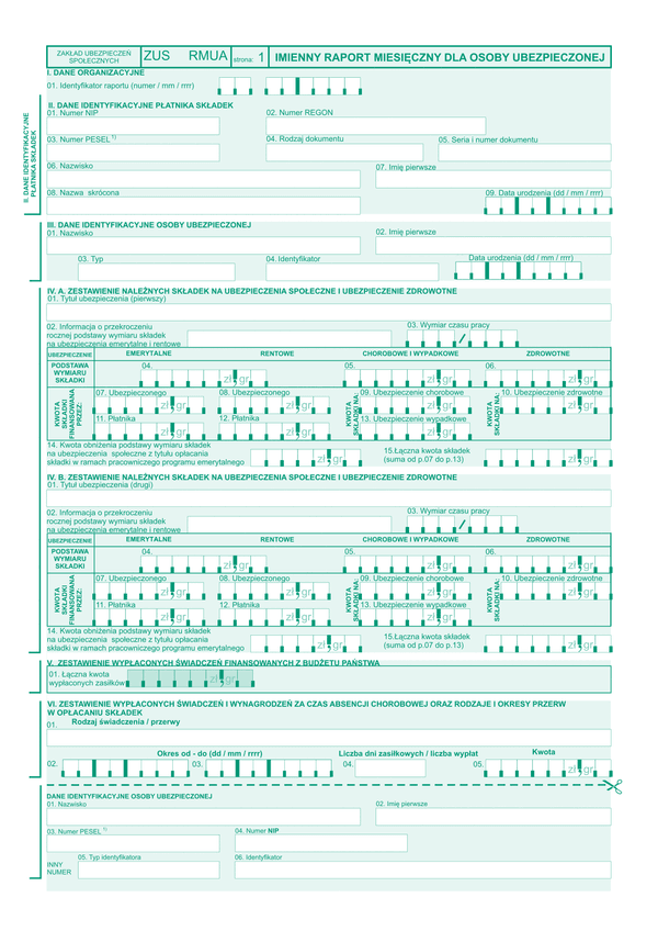 ZUS RMUA (archiwalny) Imienny raport miesięczny dla osoby ubezpieczonej