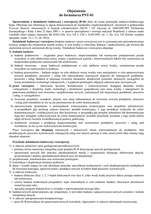 GUS PNT-01 obj (archiwalny) (2015) Sprawozdanie o działalności badawczej i rozwojowej za 2015 r.