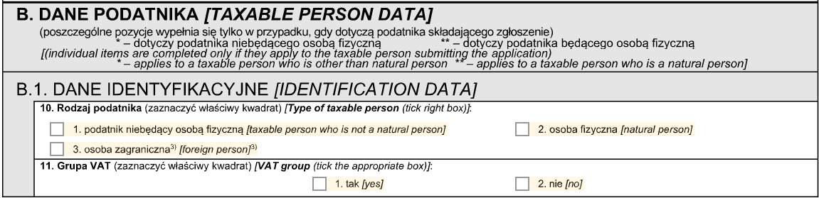 VAT-R - jak wypełnić część B.1