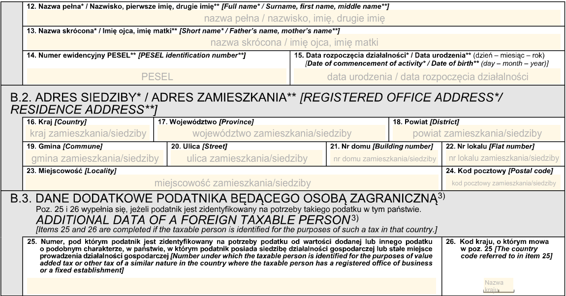 VAT-R - jak wypełnić część B.2 B.3