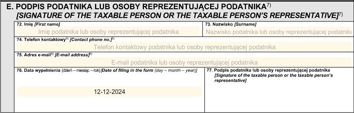 VAT-R - jak wypełnić część E